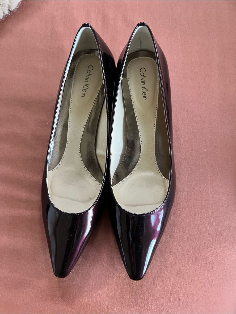 Calvin Klein Women's Patent Pointed Pumps in Wine
